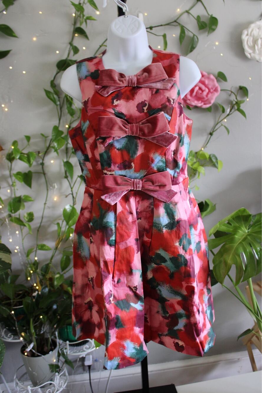 Prosperina Floral Velvet Bow Front Mini Dress Size Small NWT MSRP $199